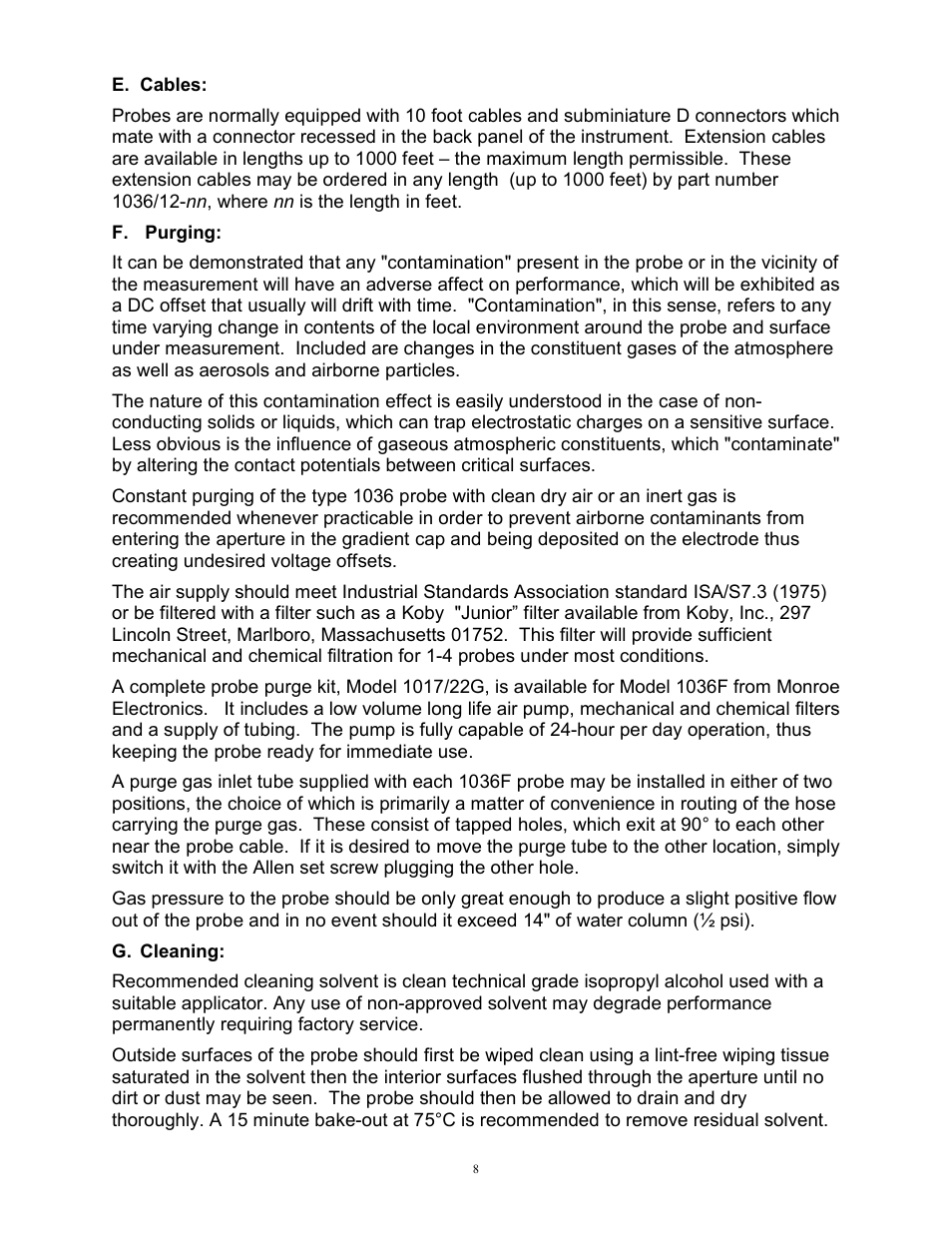 Monroe Electronics Electrostatic Fieldmeter - Portable - model 257D User Manual | Page 10 / 13