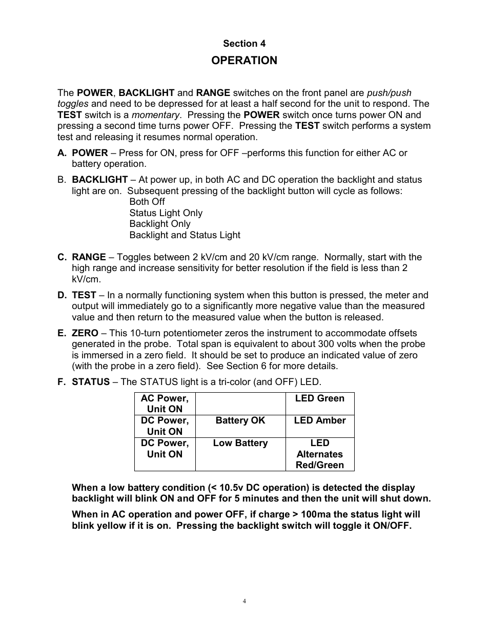 Monroe Electronics Electrostatic Fieldmeter - Portable - model 257D User Manual | Page 6 / 13