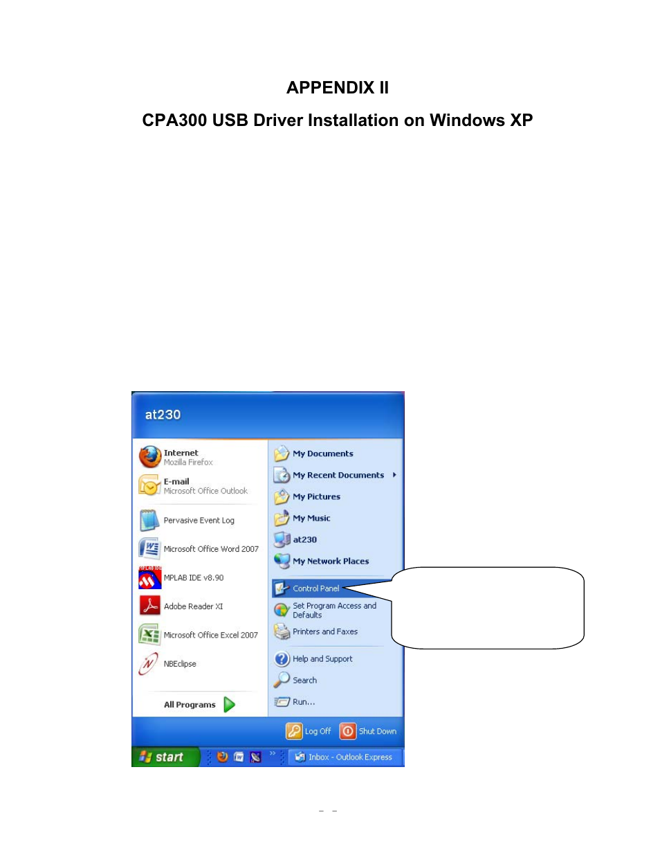 Appendix ii, Cpa300 usb driver installation on windows xp | Monroe Electronics Charge Plate - Analyzer - model 300 User Manual | Page 20 / 51