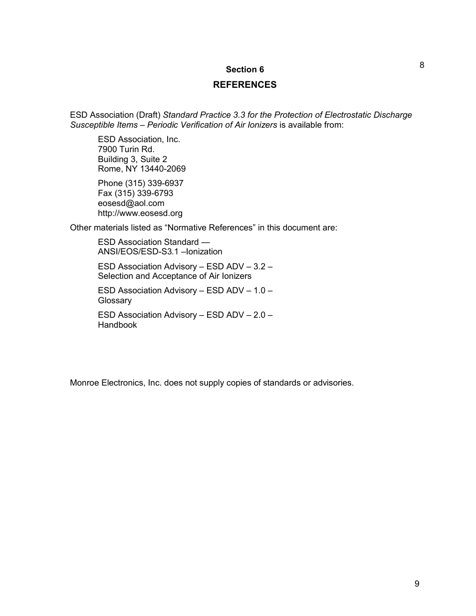 Monroe Electronics Charge Plate - Ionizer Performance Analyzer - model 287A User Manual | Page 11 / 12