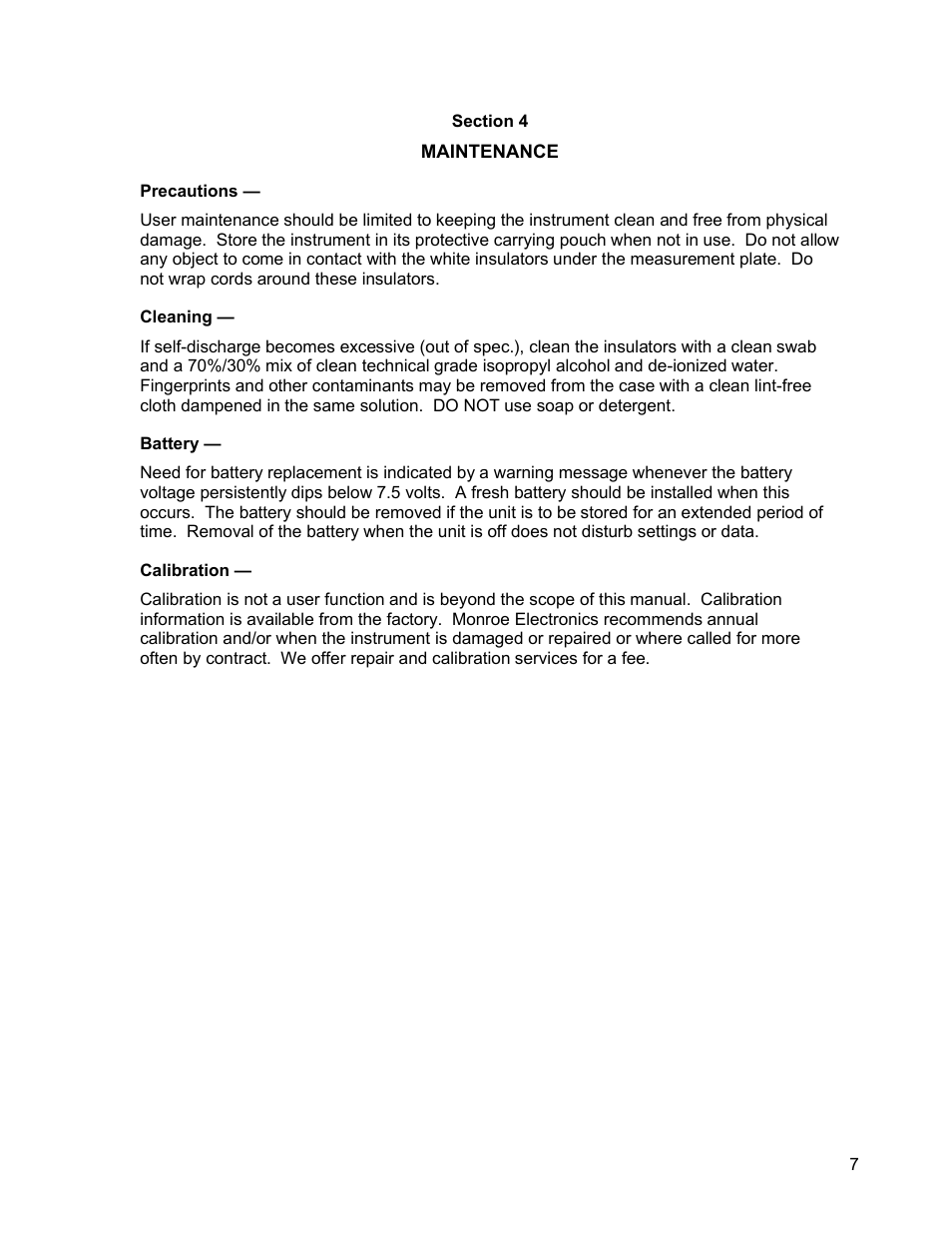 Monroe Electronics Charge Plate - Ionizer Performance Analyzer - model 287A User Manual | Page 9 / 12