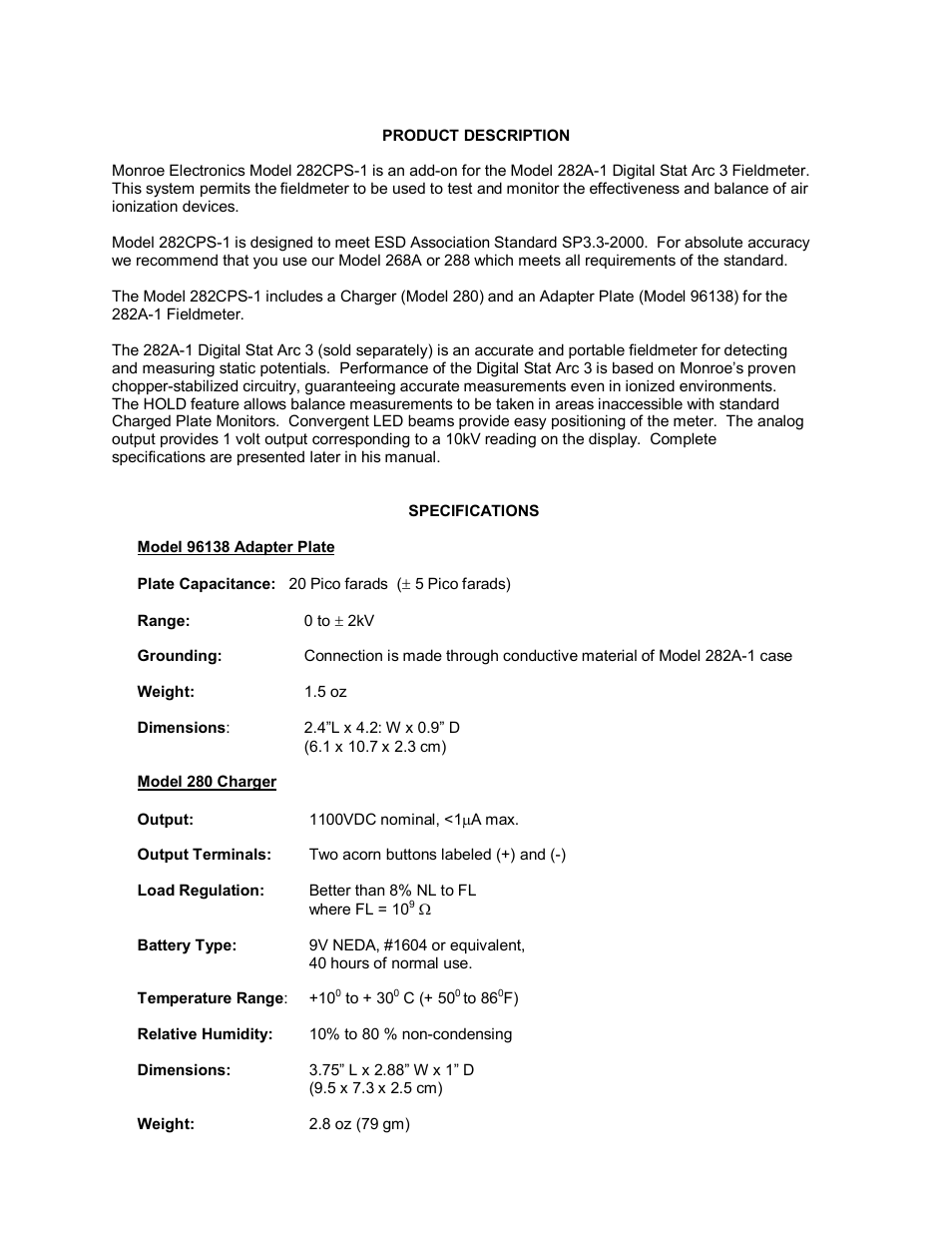 Monroe Electronics Charge Plate - System - model 282CPS User Manual | Page 2 / 4