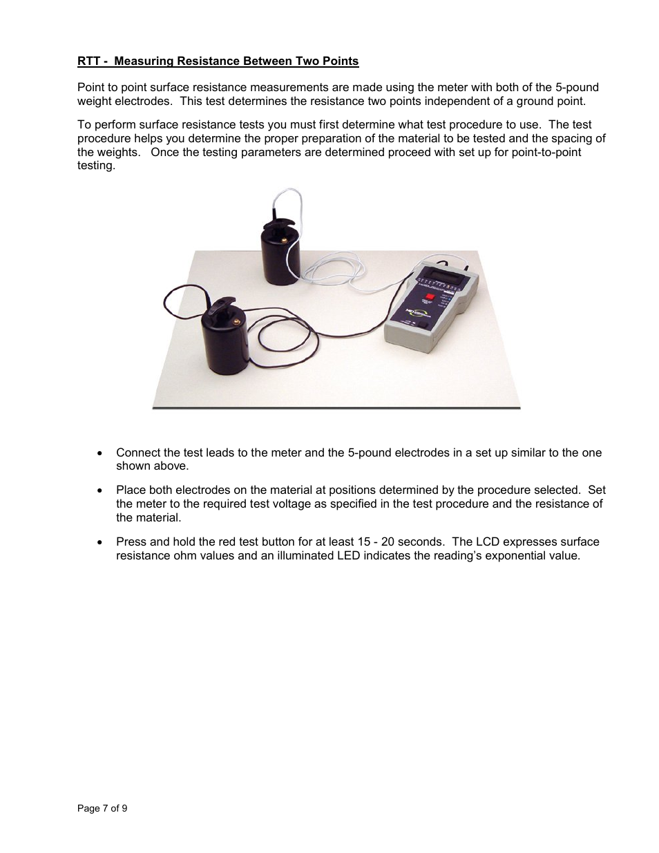 Monroe Electronics Resistance Meter - Surface - Test Kit - model 292 User Manual | Page 7 / 9