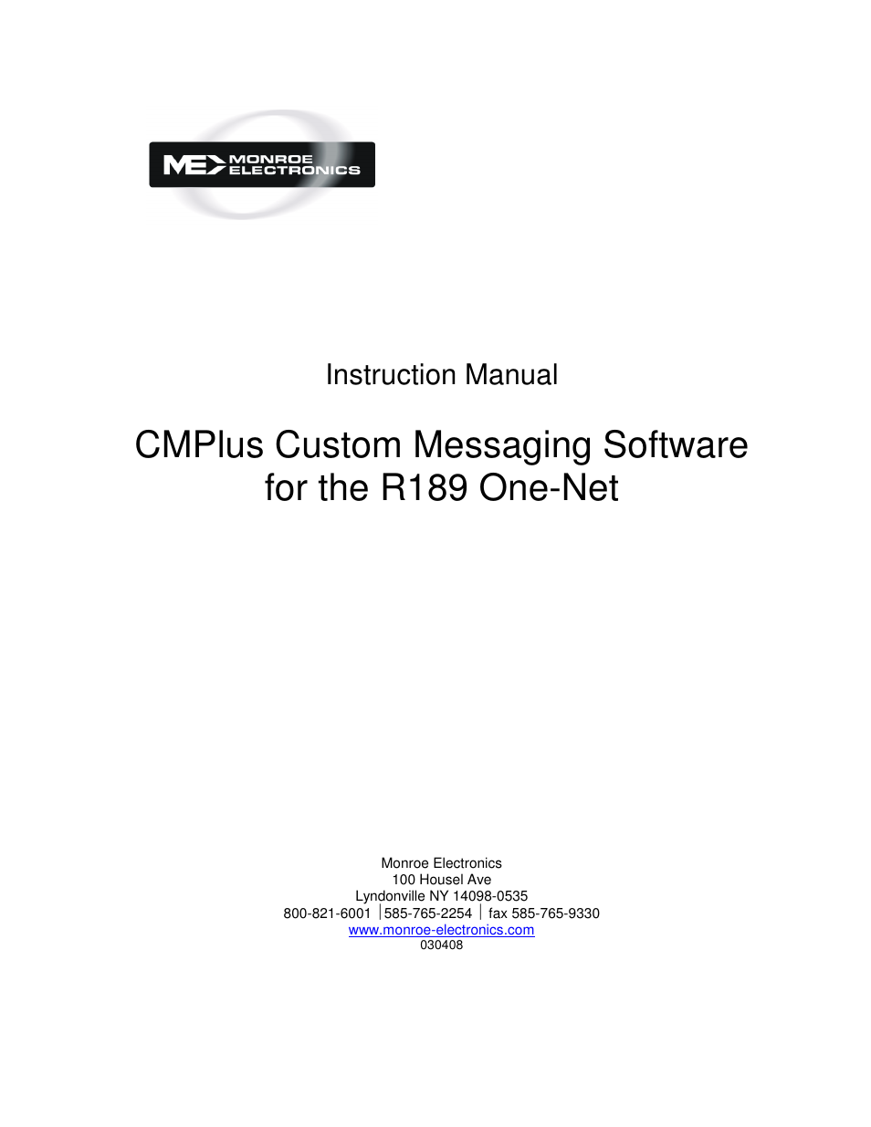 Monroe Electronics CMPlus User Manual | 8 pages