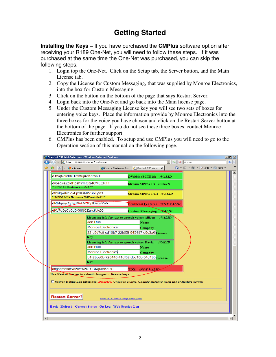 Getting started | Monroe Electronics CMPlus User Manual | Page 4 / 8