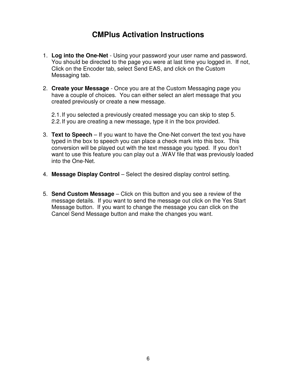 Cmplus activation instructions | Monroe Electronics CMPlus User Manual | Page 8 / 8