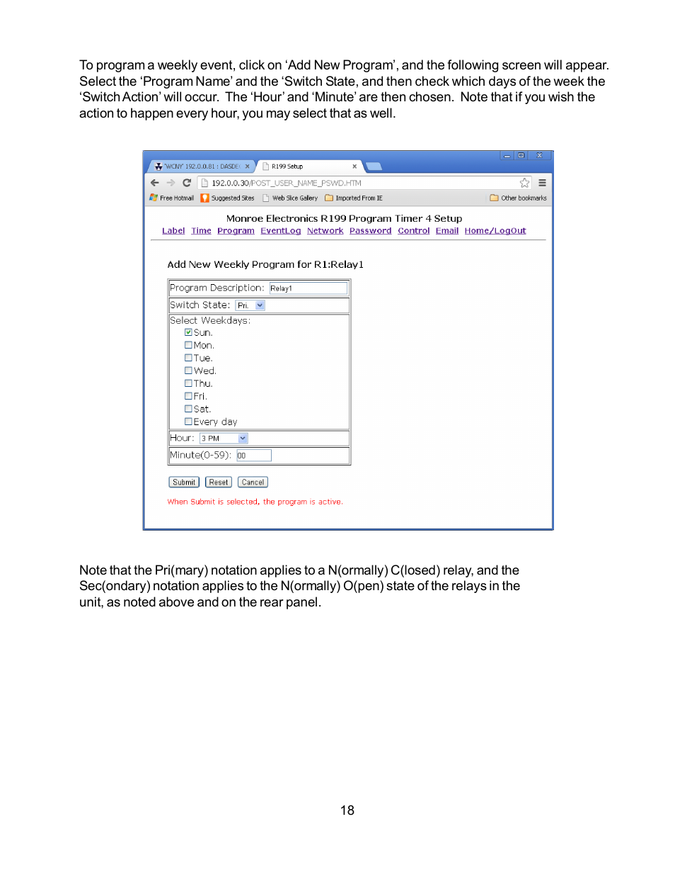 Monroe Electronics R199 User Manual | Page 18 / 29