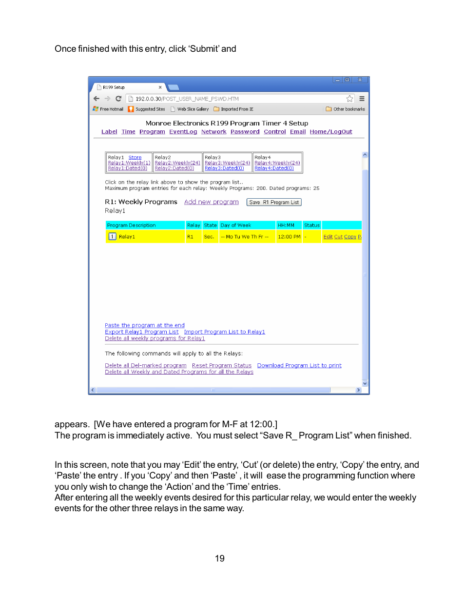 Monroe Electronics R199 User Manual | Page 19 / 29