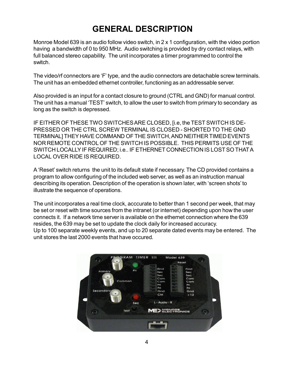 General description | Monroe Electronics 639 User Manual | Page 4 / 23