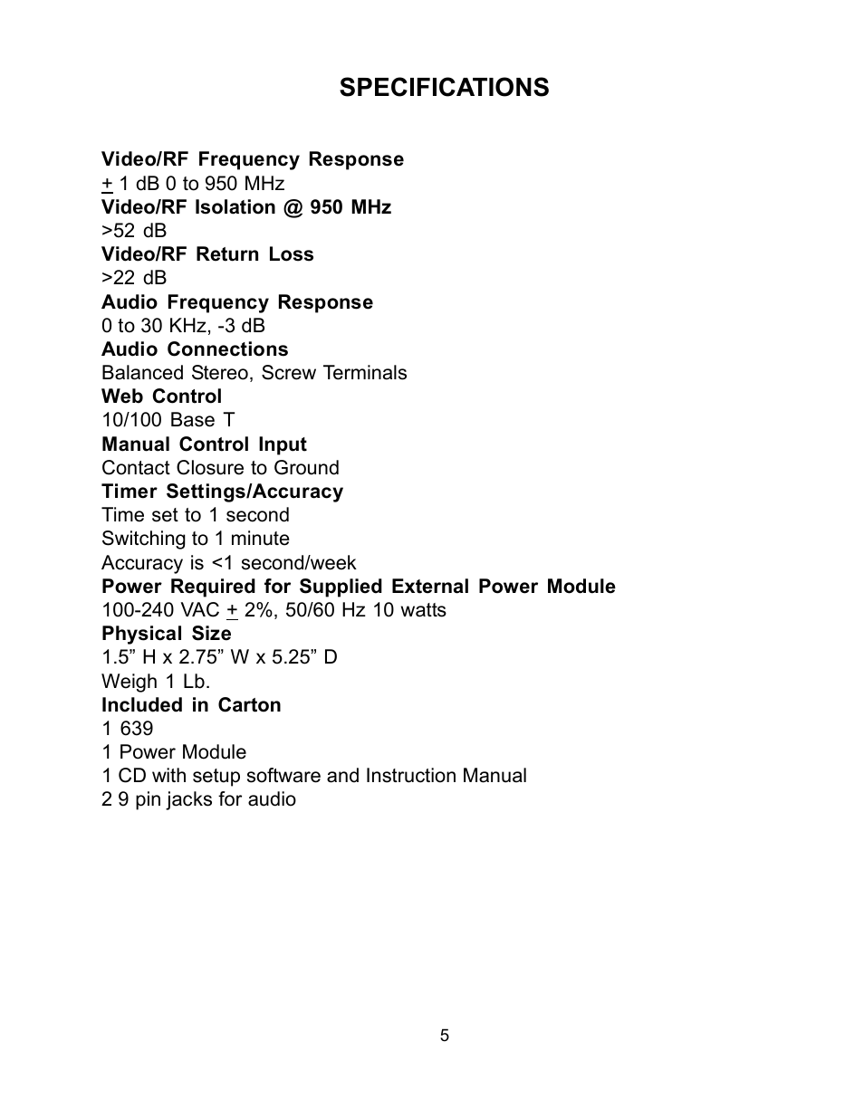 Specifications | Monroe Electronics 639 User Manual | Page 5 / 23