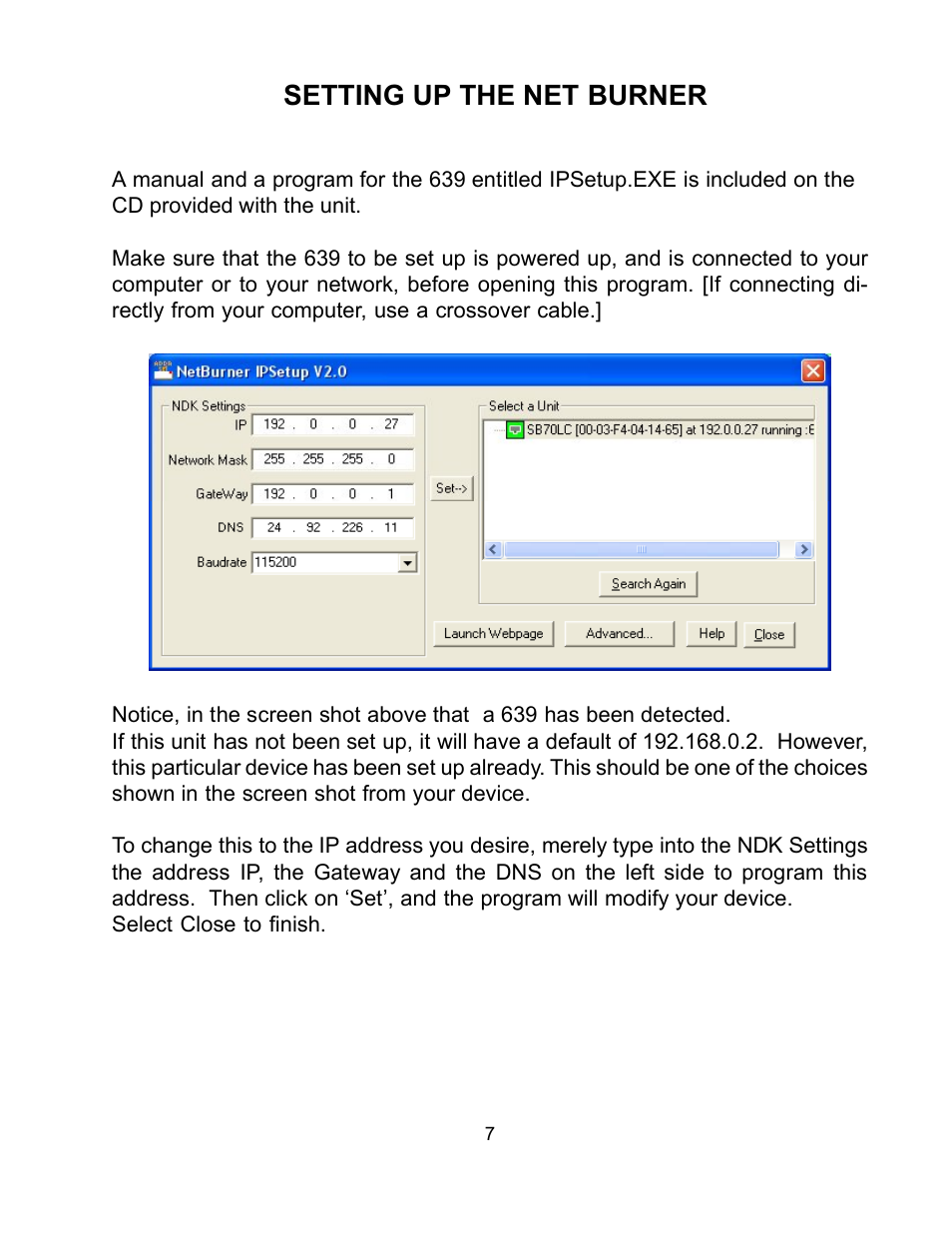 Setting up the net burner | Monroe Electronics 639 User Manual | Page 7 / 23