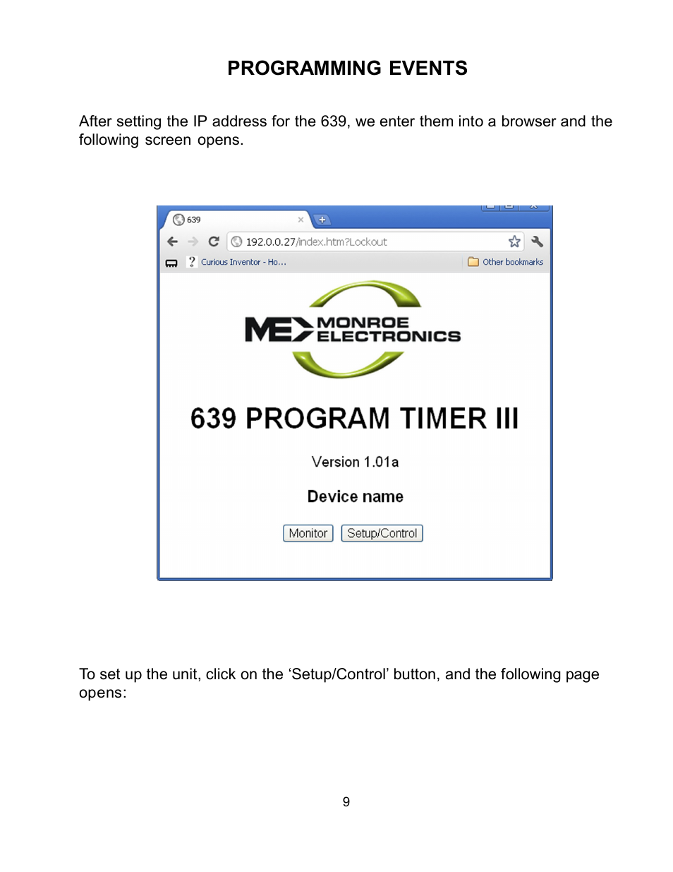 Programming events | Monroe Electronics 639 User Manual | Page 9 / 23