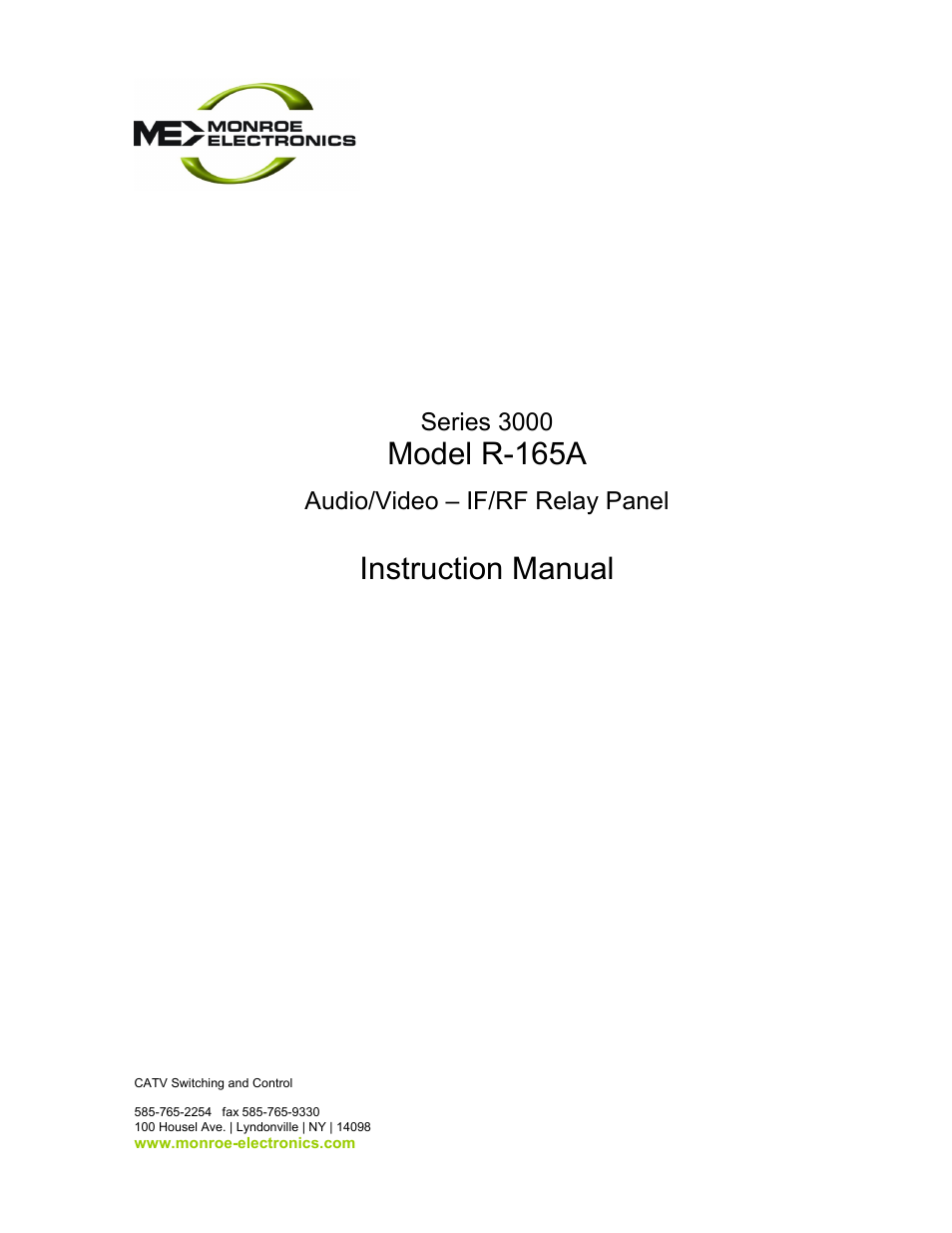 Monroe Electronics R165A User Manual | 9 pages
