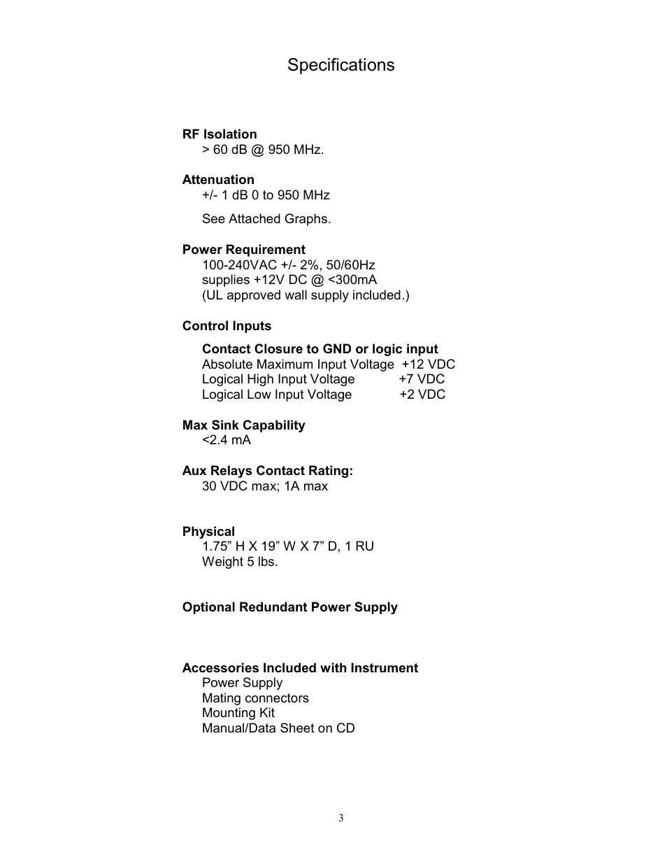 Specifications | Monroe Electronics R165A User Manual | Page 3 / 9