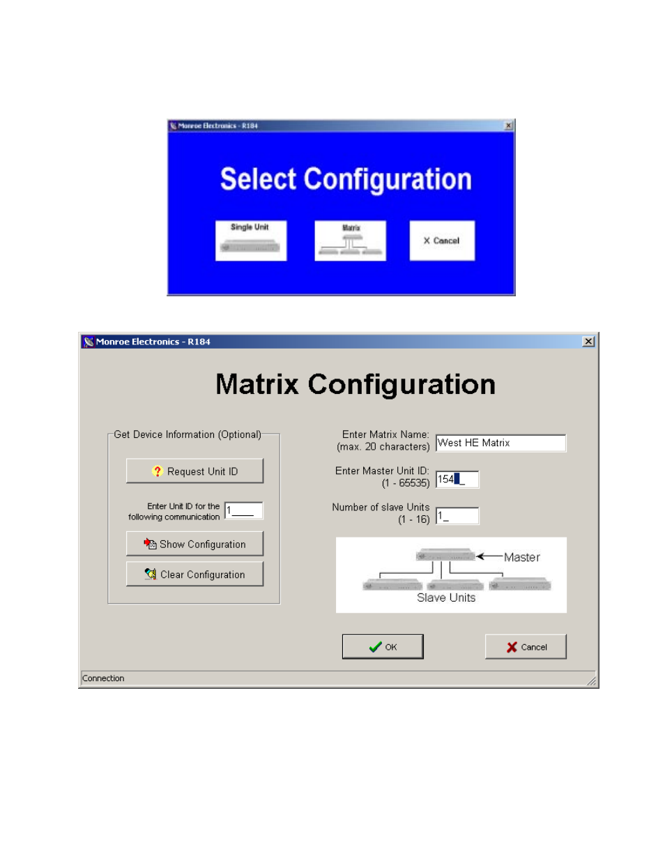 Matrix setup | Monroe Electronics R184 User Manual | Page 18 / 25
