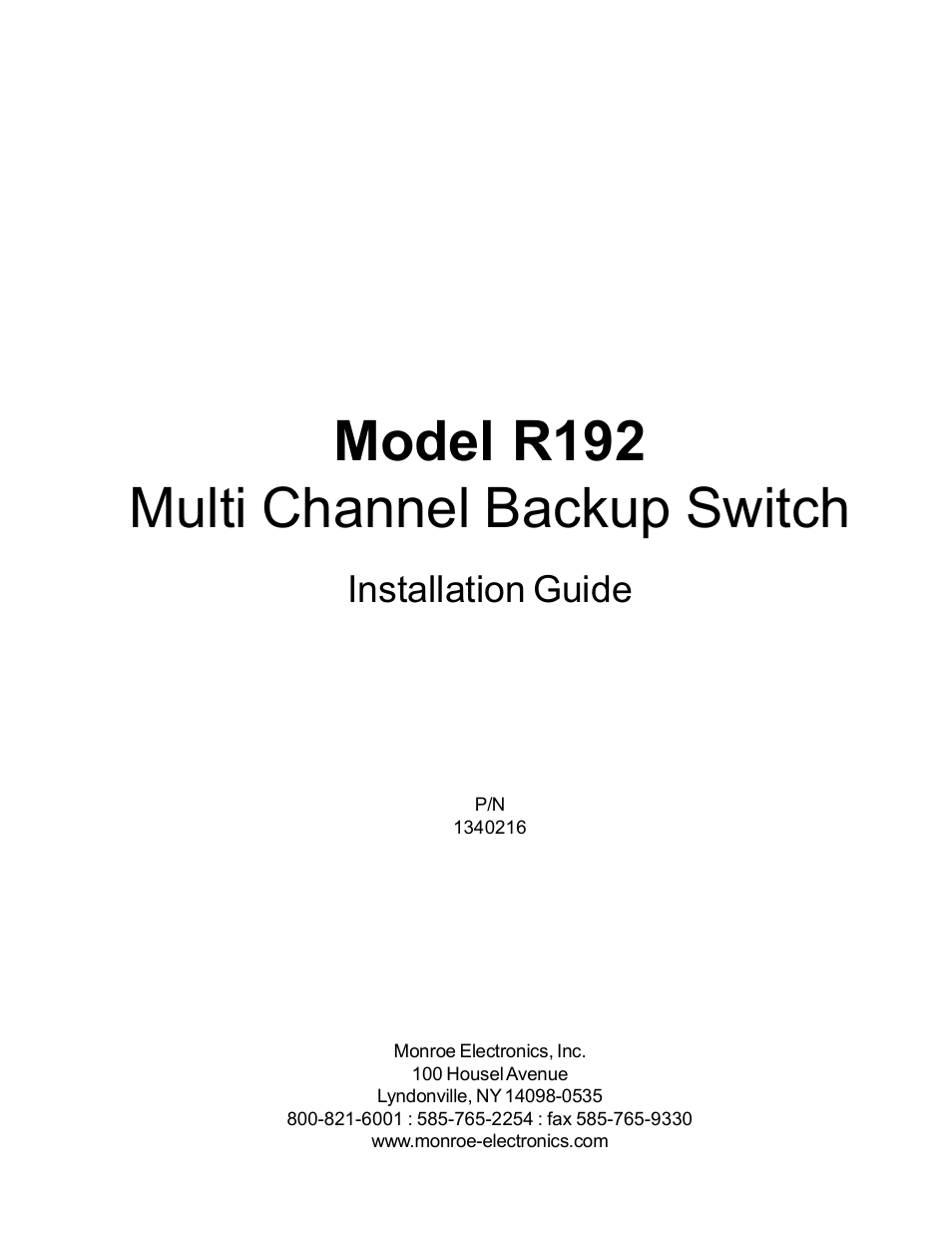 Monroe Electronics R192 User Manual | 5 pages