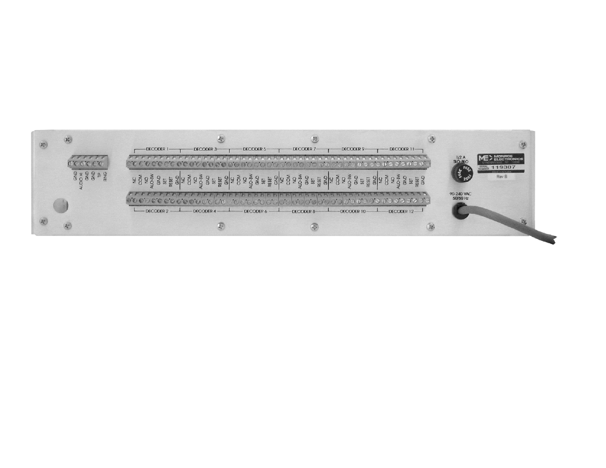 R173 rear panel connector placement/notation | Monroe Electronics R173 User Manual | Page 7 / 12