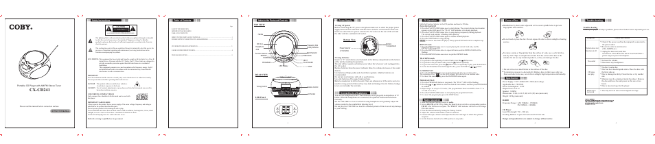 COBY CX-CD241 User Manual | 1 page