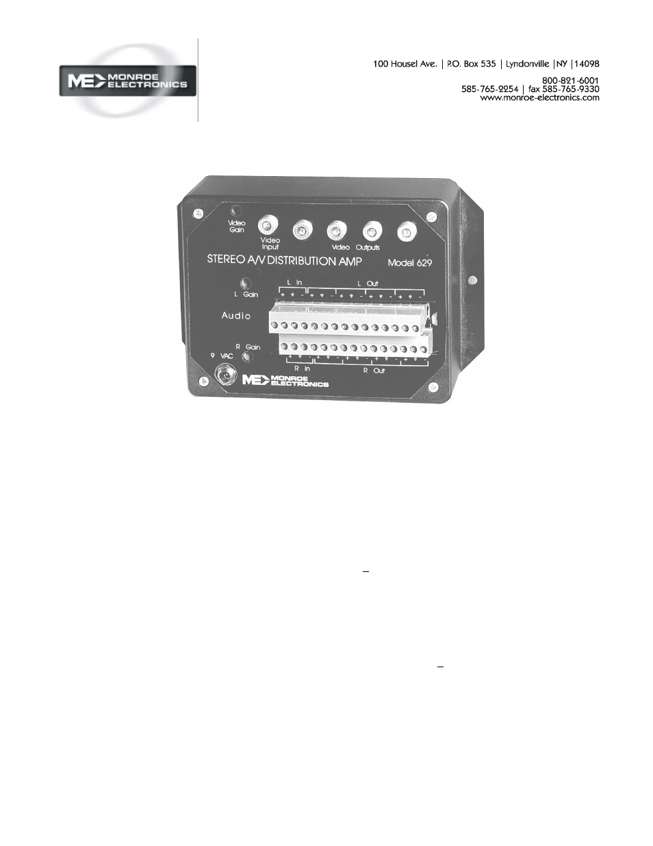 Monroe Electronics 629 User Manual | 2 pages