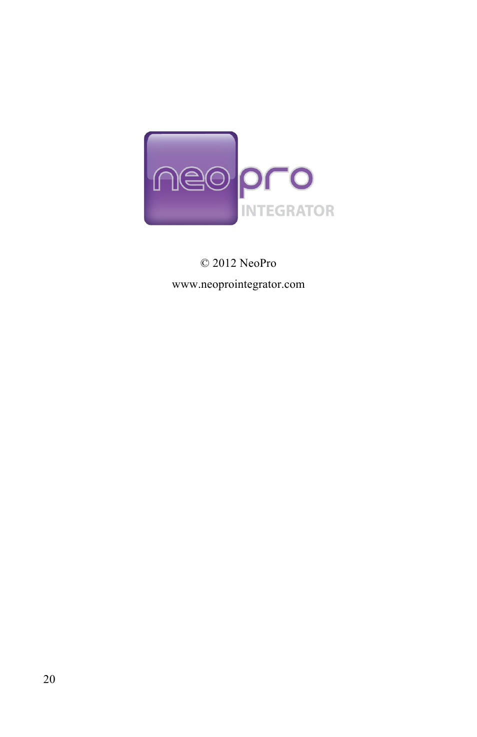 NeoPro Vandenberg User Manual | Page 20 / 20