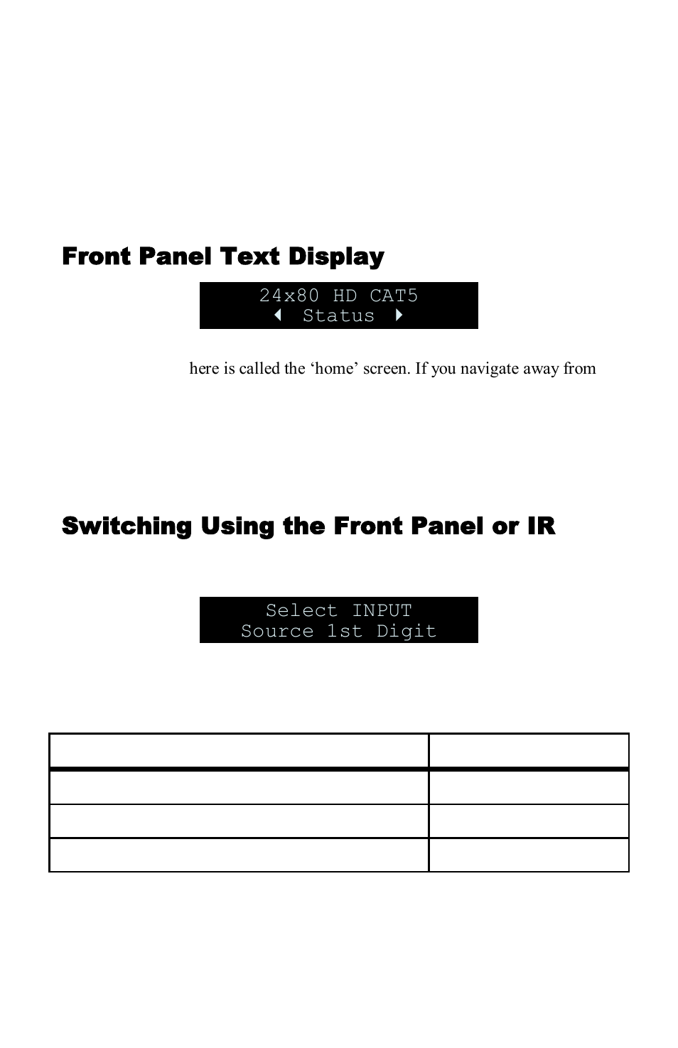 Standby mode, Front panel text display, Switching using the front panel or ir | NeoPro Tahoe-Veo User Manual | Page 14 / 44