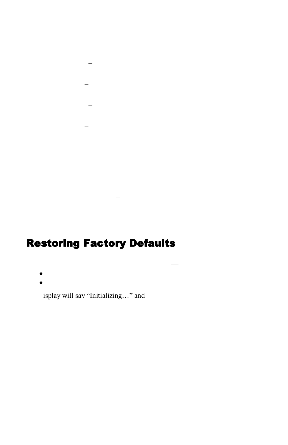 What actions to take for faults, Restoring factory defaults | NeoPro Tahoe-Veo User Manual | Page 19 / 44