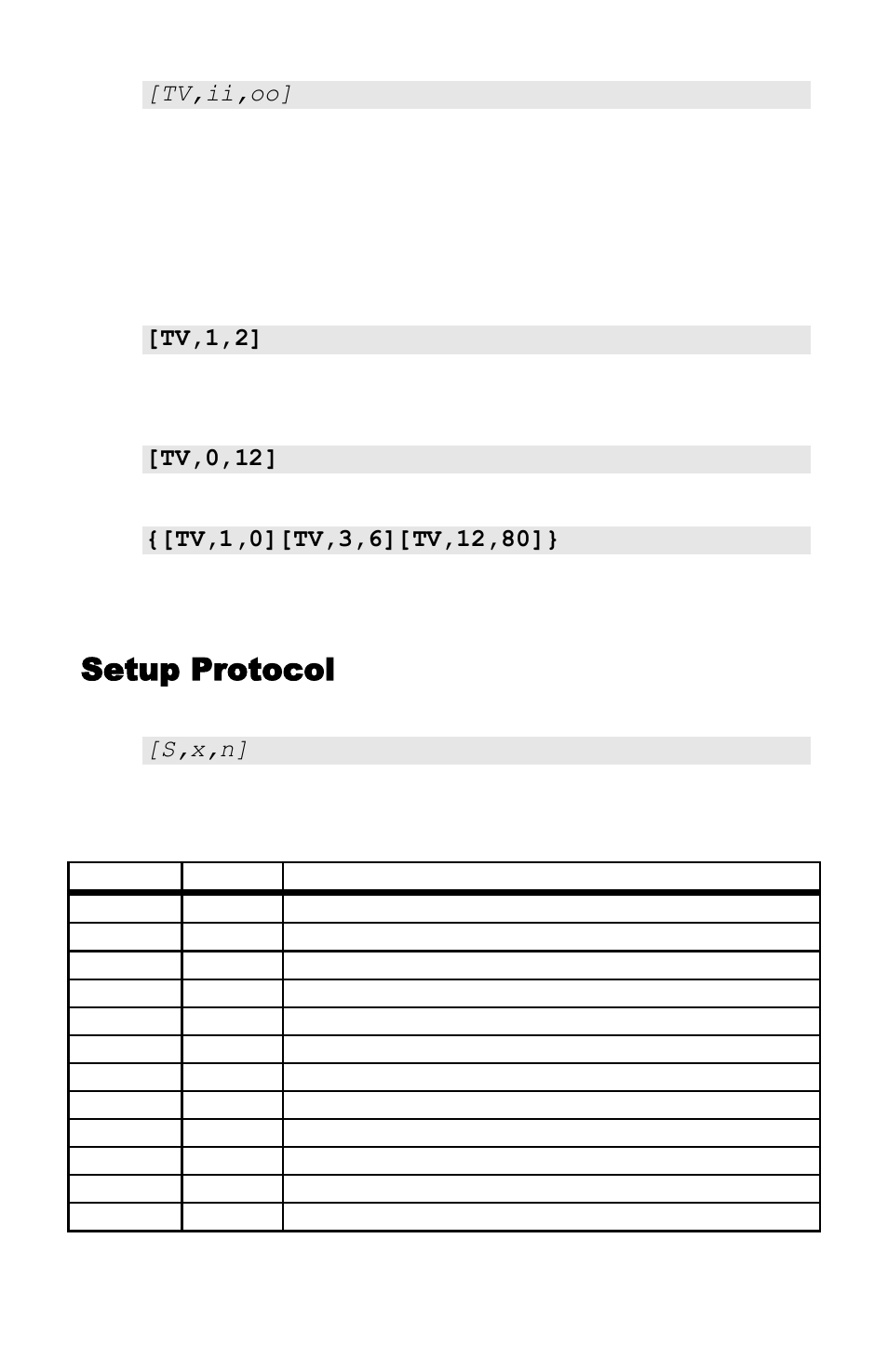 Serial control examples, Setup protocol | NeoPro Tahoe-Veo User Manual | Page 26 / 44