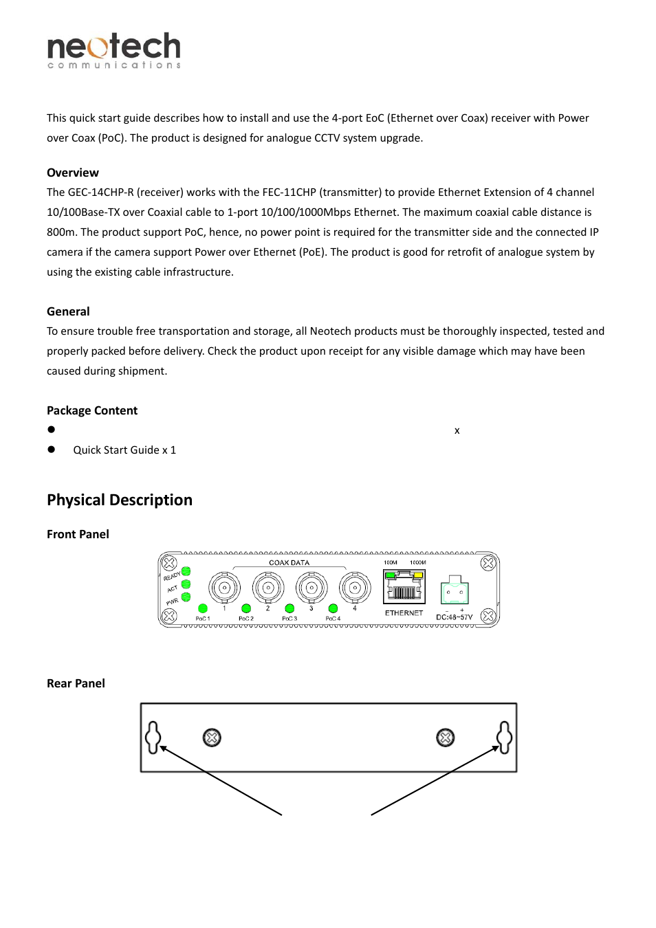 Neotech Communications GEC-14CHP-R User Manual | 4 pages