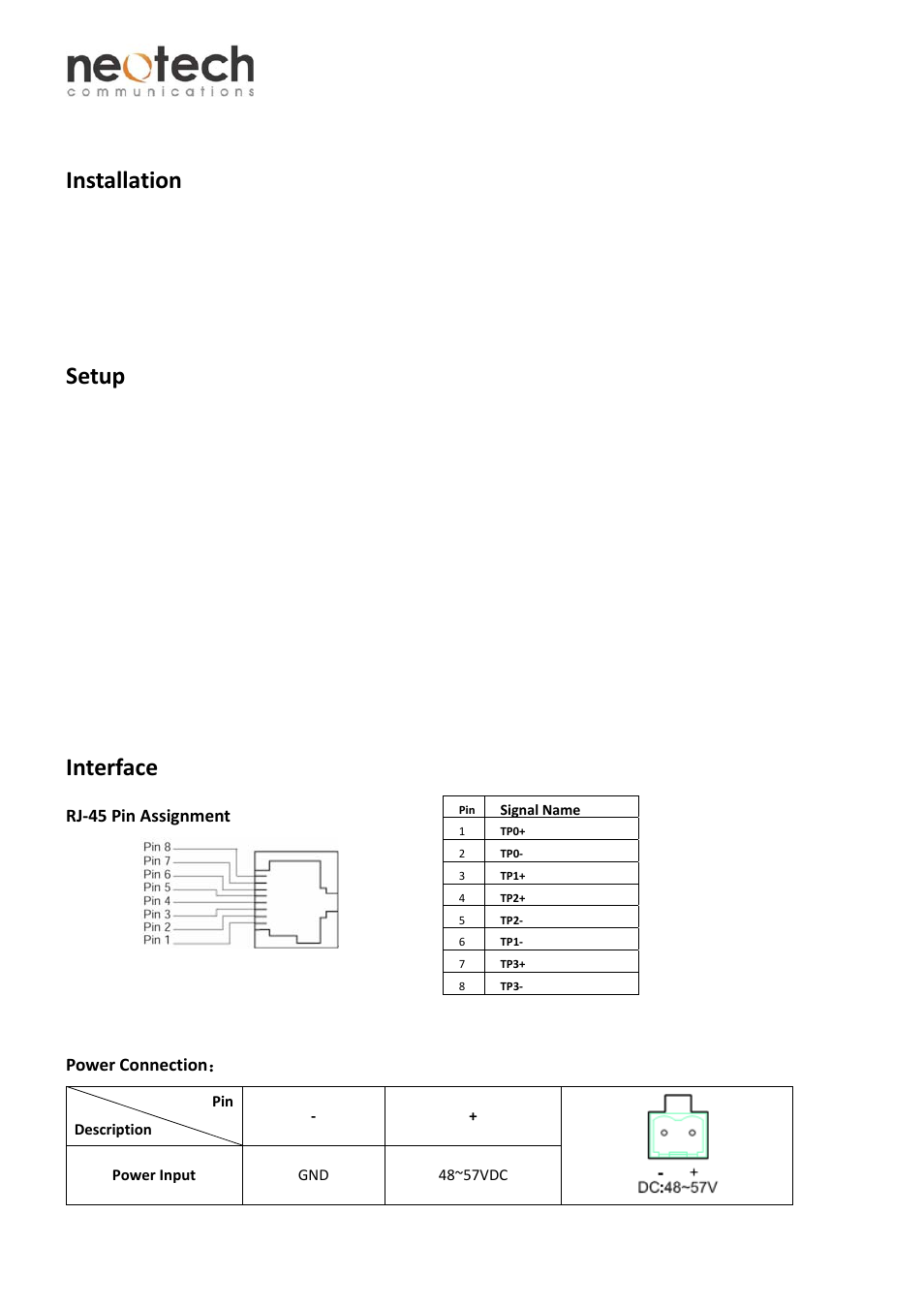 Installation, Setup, Interface | Gec-14chp-r | Neotech Communications GEC-14CHP-R User Manual | Page 2 / 4