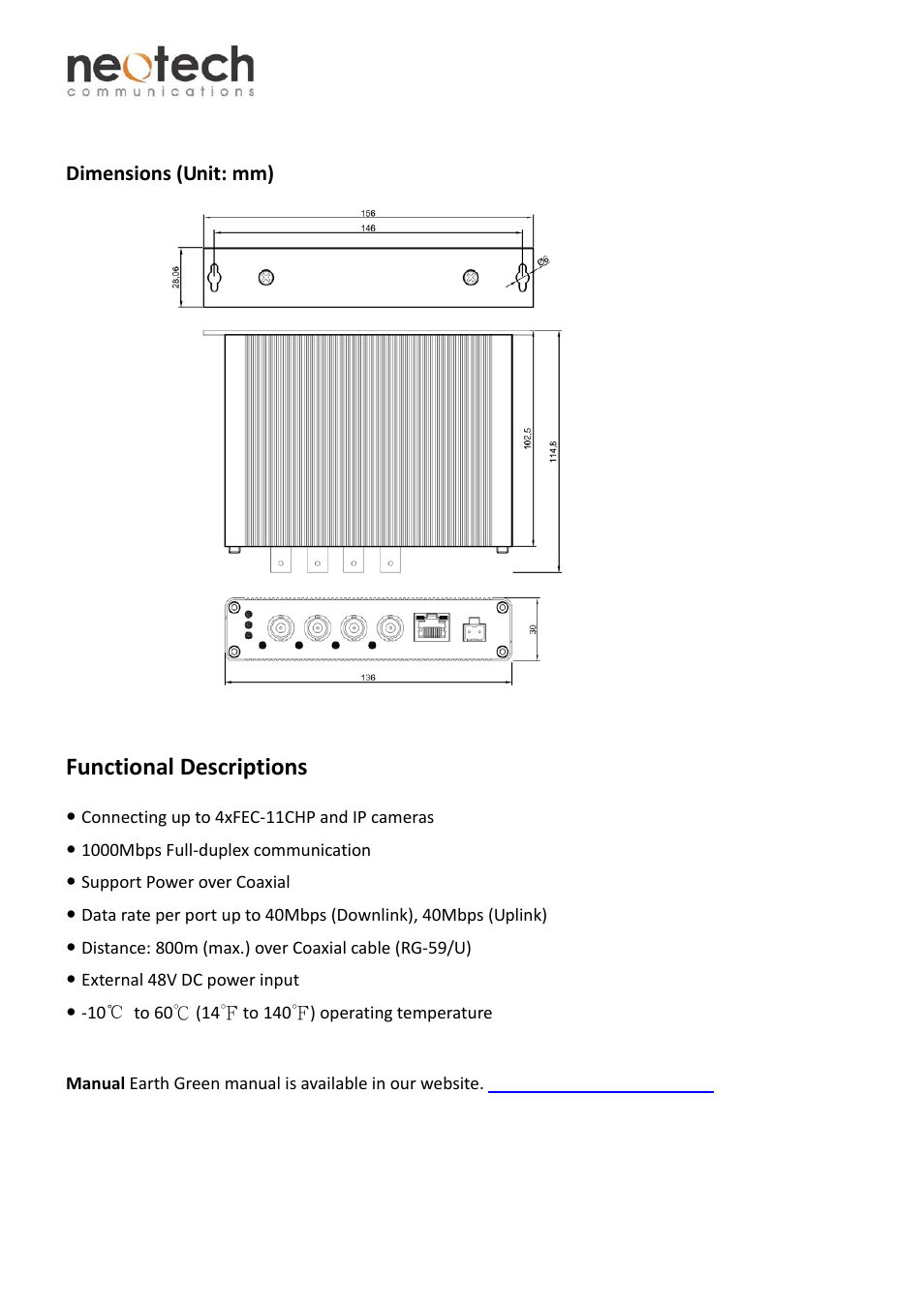 Functional descriptions | Neotech Communications GEC-14CHP-R User Manual | Page 4 / 4