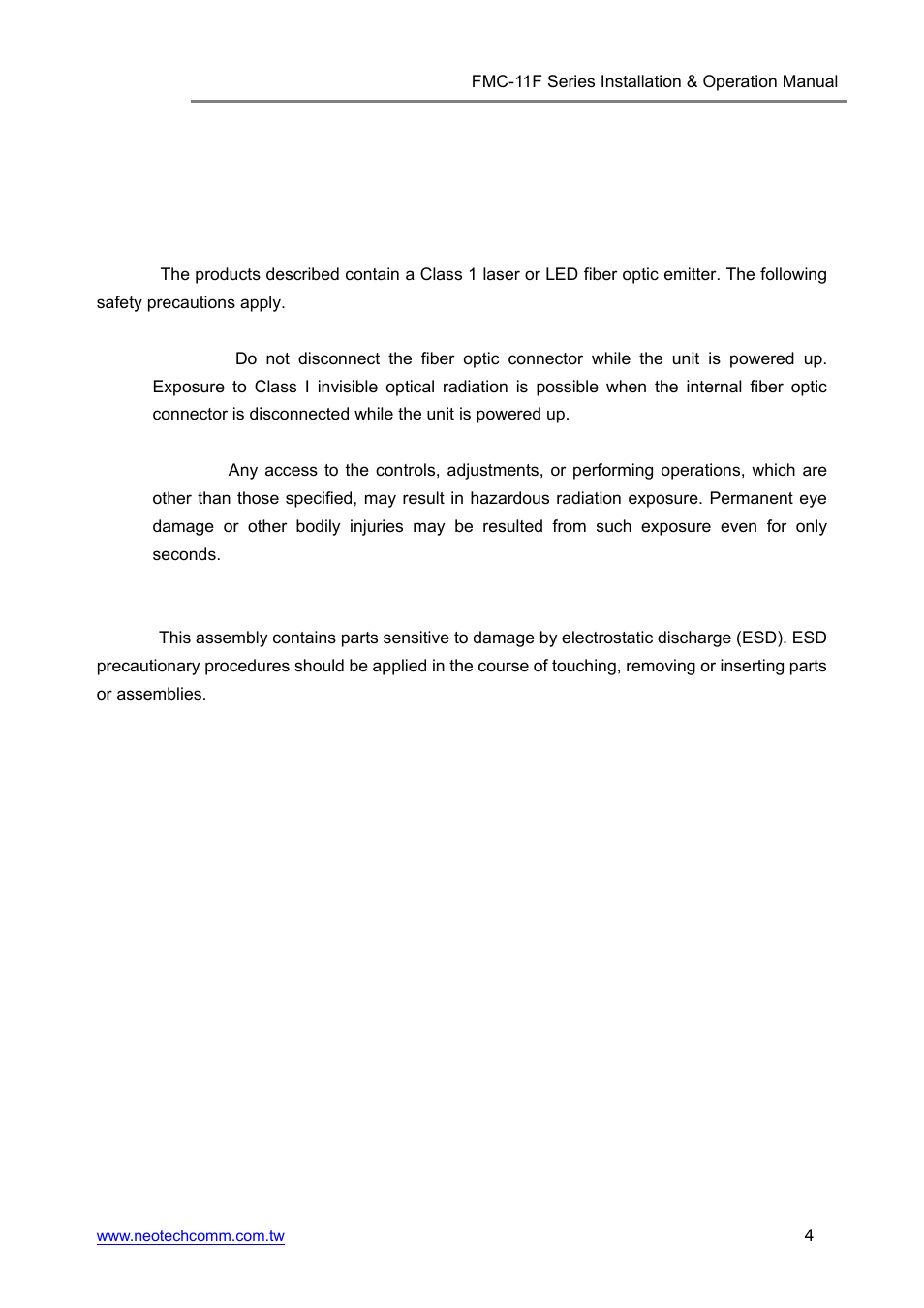 1) safety instructions | Neotech Communications FMC-11F User Manual | Page 4 / 18