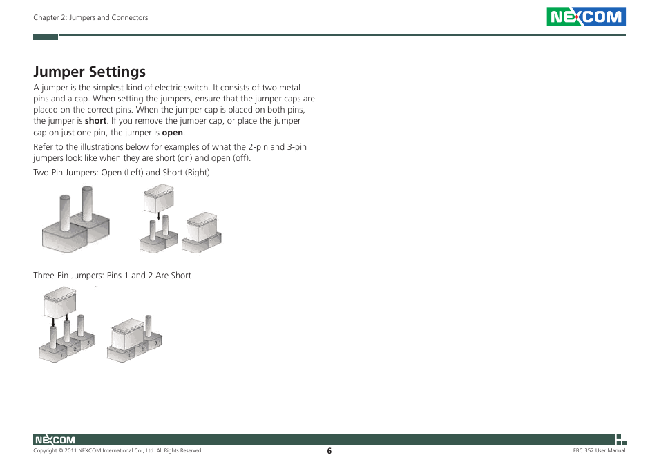 Jumper settings | NEXCOM EBC 352 User Manual | Page 19 / 68