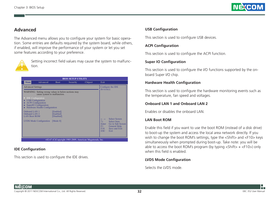 Advanced | NEXCOM EBC 352 User Manual | Page 45 / 68