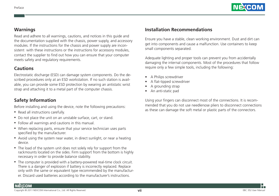 NEXCOM EBC 352 User Manual | Page 7 / 68