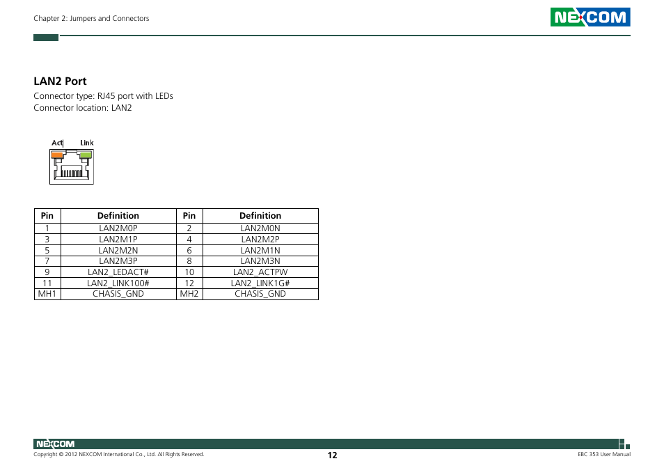 Lan2 port | NEXCOM EBC 353 User Manual | Page 27 / 62