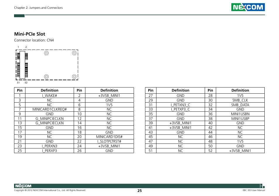 Mini-pcie slot | NEXCOM EBC 353 User Manual | Page 40 / 62