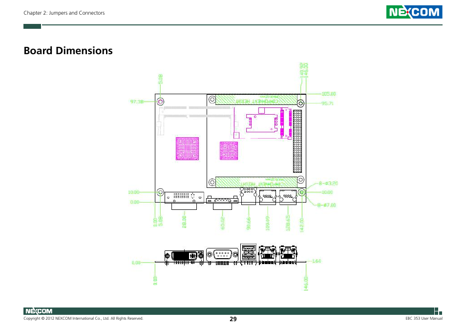 Board dimensions | NEXCOM EBC 353 User Manual | Page 44 / 62
