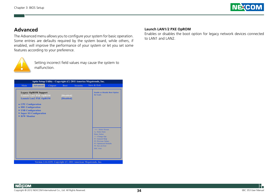 Advanced | NEXCOM EBC 353 User Manual | Page 49 / 62