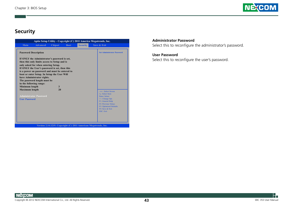 Security | NEXCOM EBC 353 User Manual | Page 58 / 62