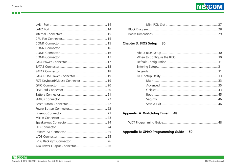 NEXCOM EBC 354 User Manual | Page 3 / 63