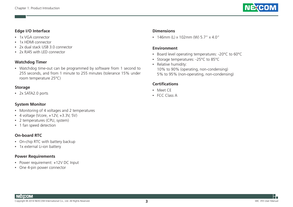 NEXCOM EBC 355 User Manual | Page 17 / 63