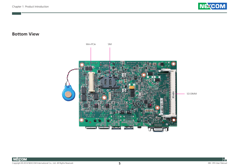 Bottom view | NEXCOM EBC 355 User Manual | Page 19 / 63