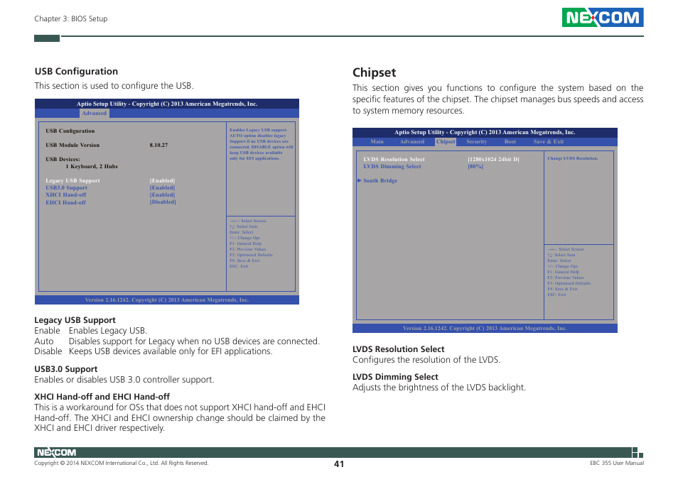 Chipset, Usb configuration | NEXCOM EBC 355 User Manual | Page 55 / 63