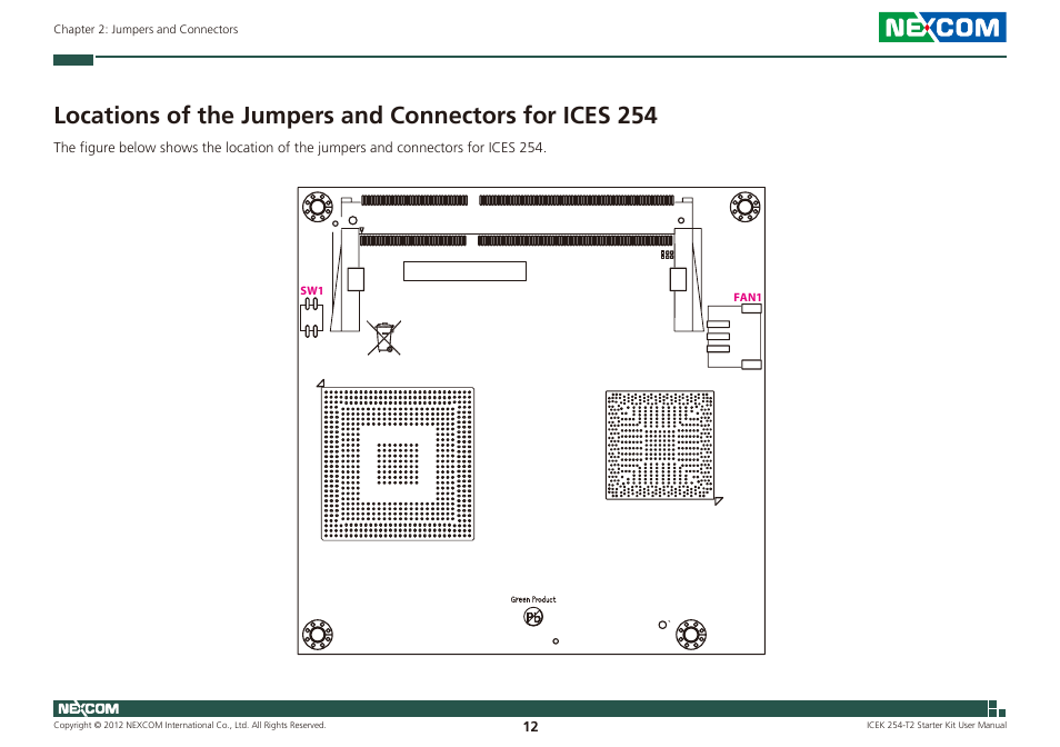 Chapter 2: jumpers and connectors, Fan1 | NEXCOM ICES 254 User Manual | Page 26 / 98