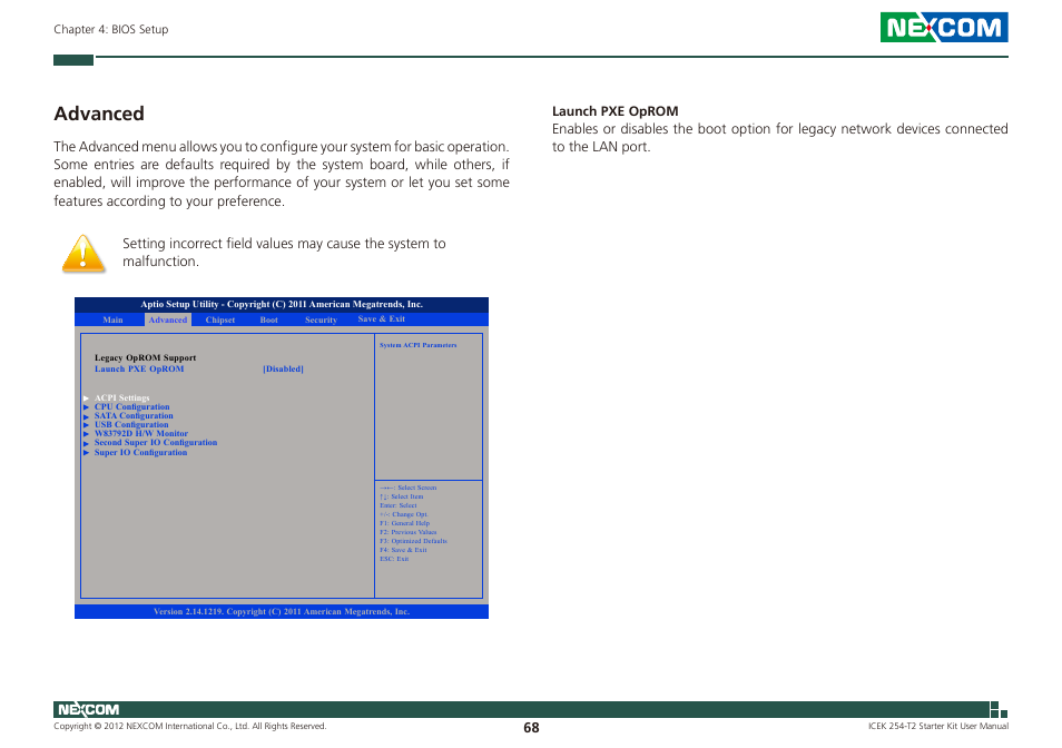 Advanced | NEXCOM ICES 254 User Manual | Page 82 / 98