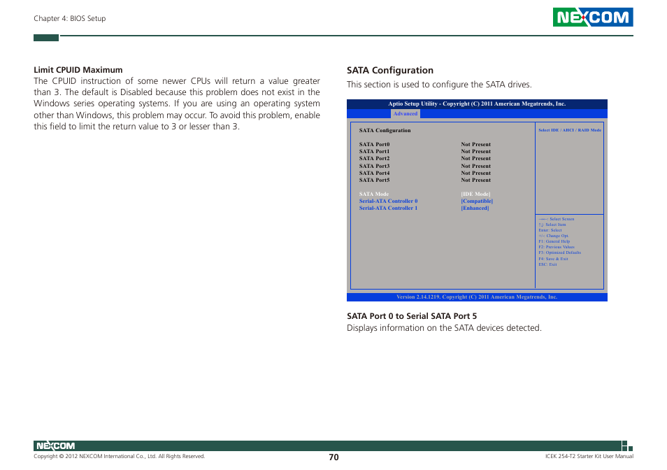 Sata configuration | NEXCOM ICES 254 User Manual | Page 84 / 98