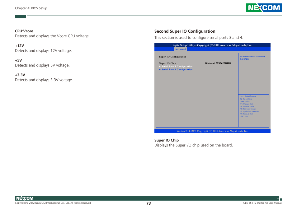 Second super io configuration | NEXCOM ICES 254 User Manual | Page 87 / 98