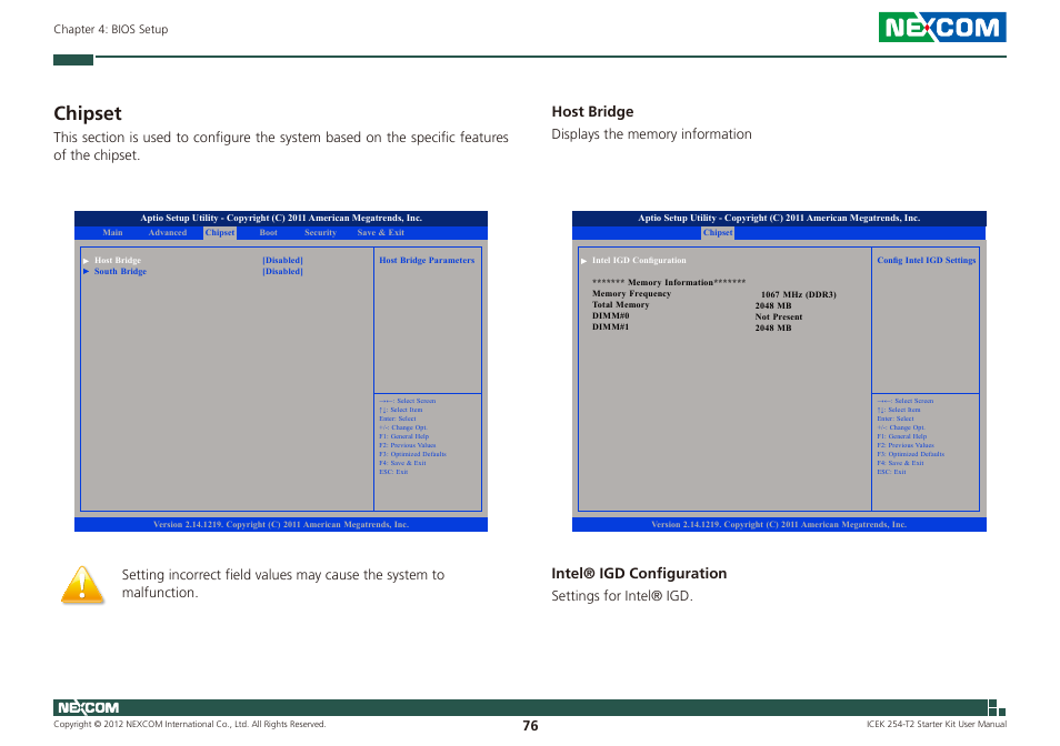 Chipset, Host bridge, Intel® igd configuration | NEXCOM ICES 254 User Manual | Page 90 / 98