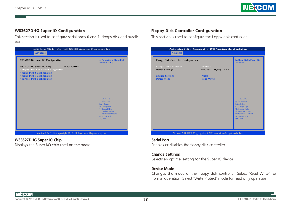 Floppy disk controller configuration | NEXCOM ICES 268 User Manual | Page 87 / 96