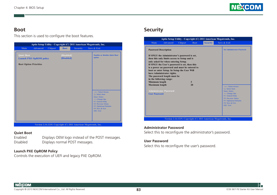 Boot security, Boot, Security | NEXCOM ICES 667 User Manual | Page 97 / 100